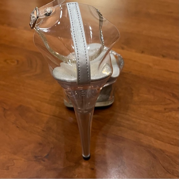 Glamorous Clear Platform Stiletto Glitter Straps Stripper Heels - Size 8.5 - Picture 3 of 16